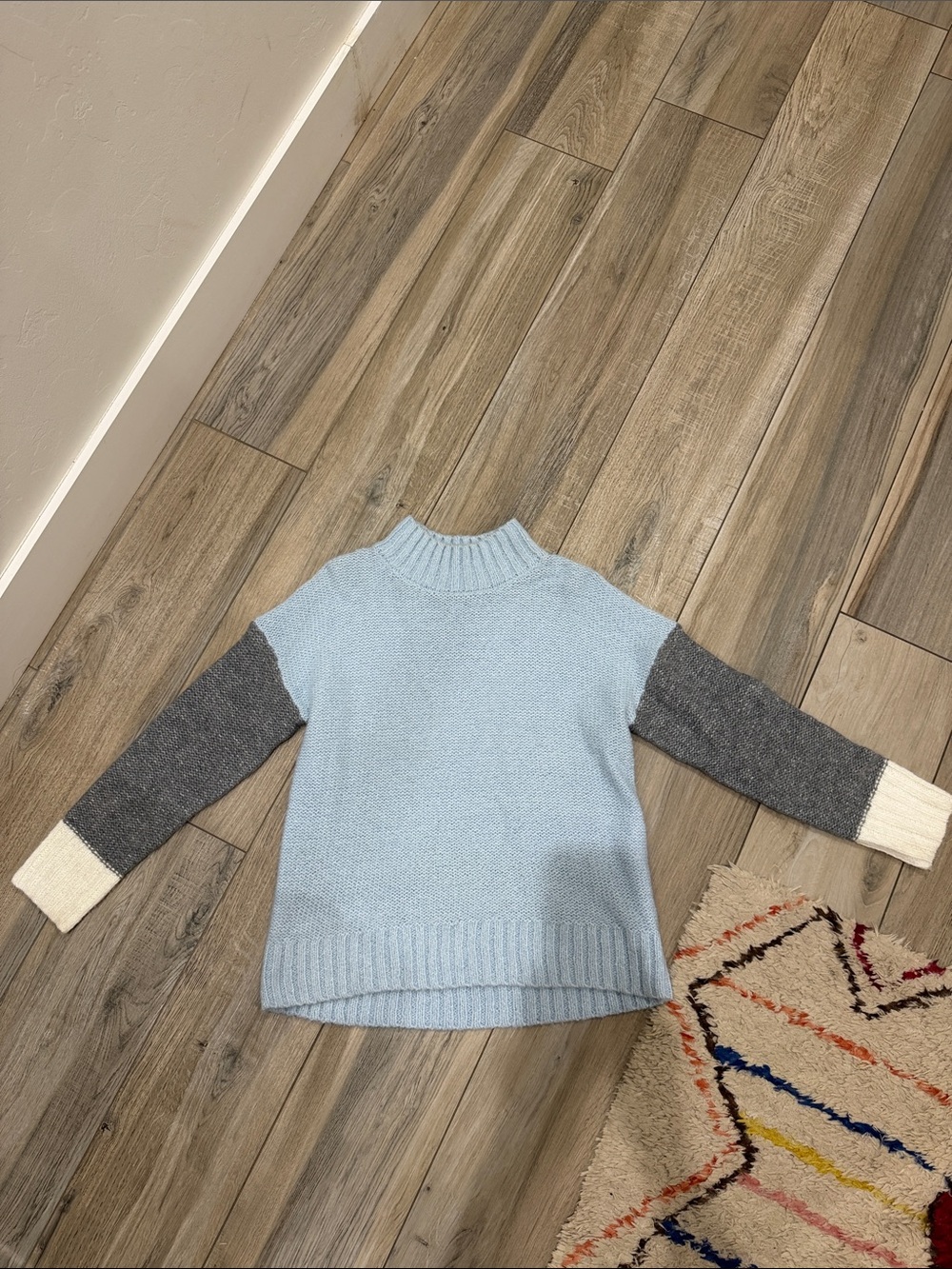 Light Blue Colorblock Sweater with Gray Sleeves